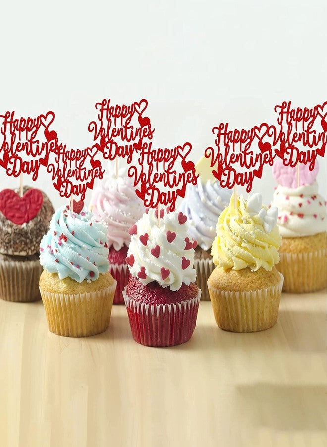 Incrizma Valentine's Day Cupcake Toppers Sweet Love Theme Valentine's Day Cupcake Food Picks Valentine's Day Theme Birthday Party Cake Decorations Supplies (Happy Valentine'sDay) - Image 3